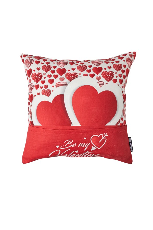 Sevgililer Günü Çift Kalpli Kırmızı Yastık