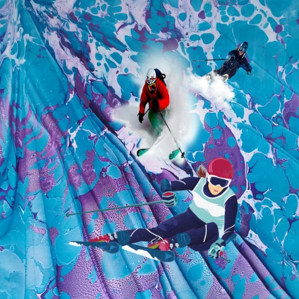 Mavi Ebruli dağda kayak