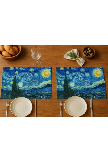Yılbaşı Van Gogh Desenli Amerikan Servis 2'li Set
