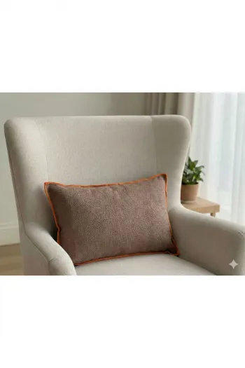 Modern Düz Renk Dekoratif Kırlent Kılıfı – 2'Li Set Fitilli Kenar, Yumuşak Dokulu