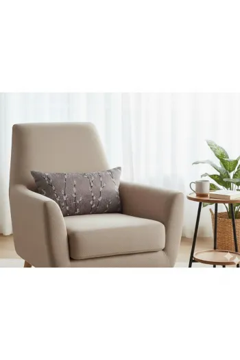 Armürlü Saten Dekoratif Kırlent – 30x50 Dikdörtgen Yastık Kılıfı (Dallar Desen)