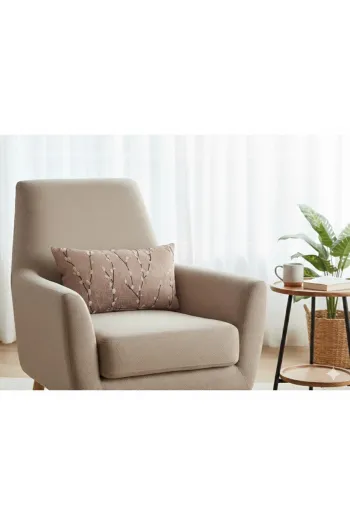 Armürlü Saten Dekoratif Kırlent – 30x50 Dikdörtgen Yastık Kılıfı (Dallar Desen)