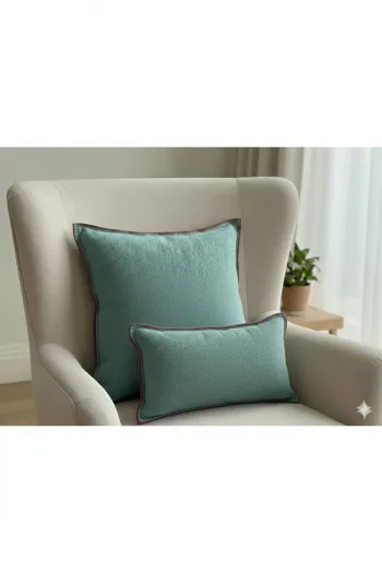 Retro Dokulu Dekoratif Kırlent Kılıfı İçi Dolu 45x45-30x45 cm – 2’li Set