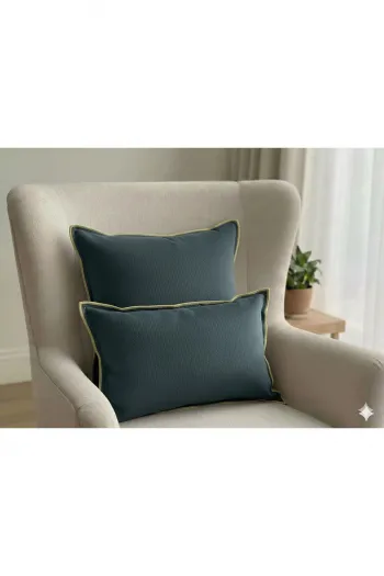 Retro Dokulu Dekoratif Kırlent Kılıfı İçi Dolu 45x45-30x45 cm – 2’li Set