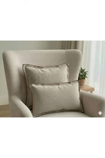 Retro Dokulu Dekoratif Kırlent Kılıfı İçi Dolu 45x45-30x45 cm – 2’li Set