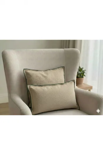 Retro Dokulu Dekoratif Kırlent Kılıfı İçi Dolu 45x45-30x45 cm – 2’li Set