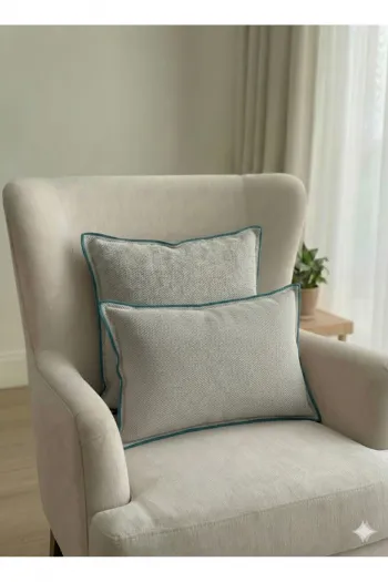 Retro Dokulu Dekoratif Kırlent Kılıfı İçi Dolu 45x45-30x45 cm – 2’li Set