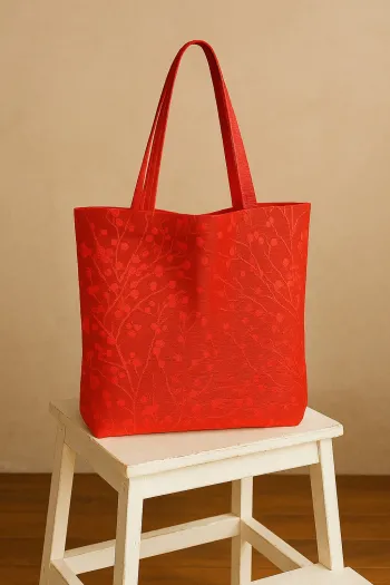 Çiçekli Turuncu Plaj Çantası