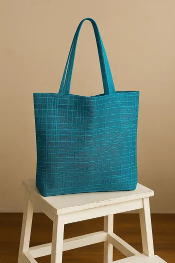 Çizgili Mavi Plaj Çantası