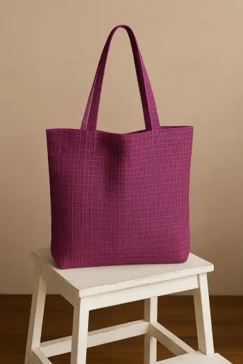 Çizgili Mürdüm Plaj Çantası