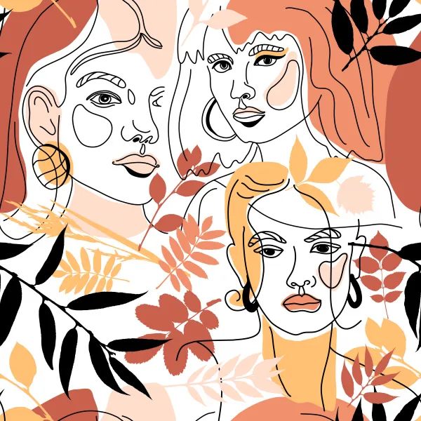 Seamless pattern of women face