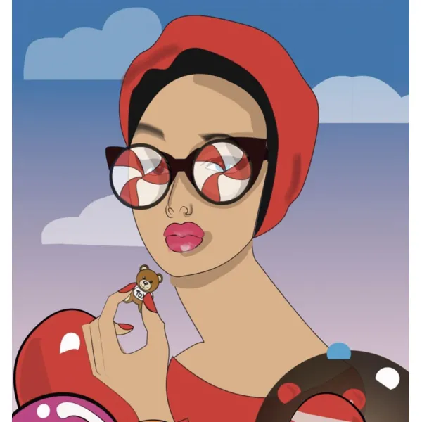 Girl with candy sunglasses