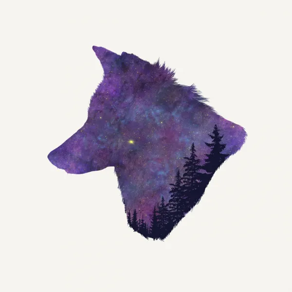 Wolf galaxy scene white