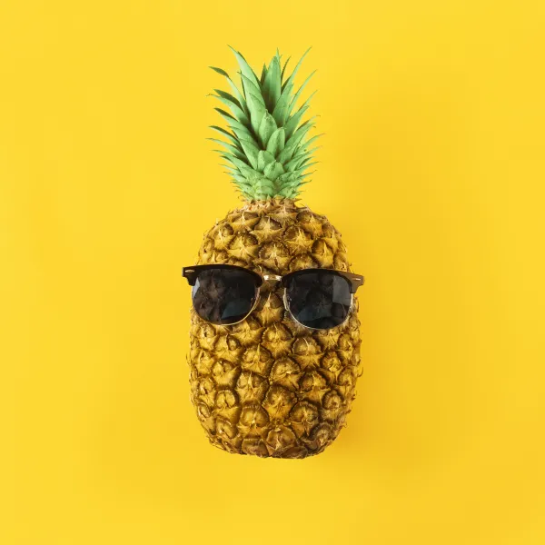 pineapple with sunglasses