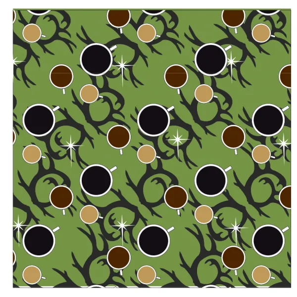 abstract coffee cup fabric design