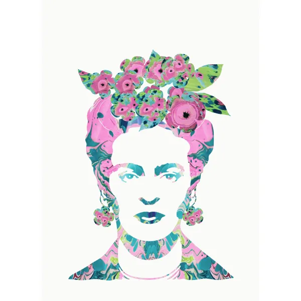 Pembe gelincik çiçekli Frida Kahlo