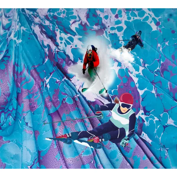 Mavi Ebruli dağda kayak